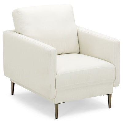 Modern Upholstered Accent Chair with Removable Backrest Cushion-White