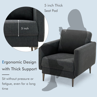 Modern Upholstered Accent Chair with Removable Backrest Cushion-Gray