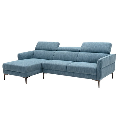 105 Inch L-Shaped Sofa Couch with 3 Adjustable Headrests-Blue