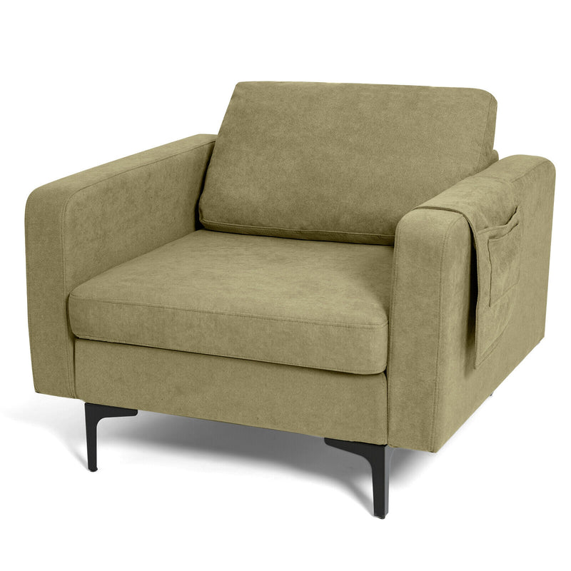 Modern Accent Armchair with Side Storage Pocket-Green