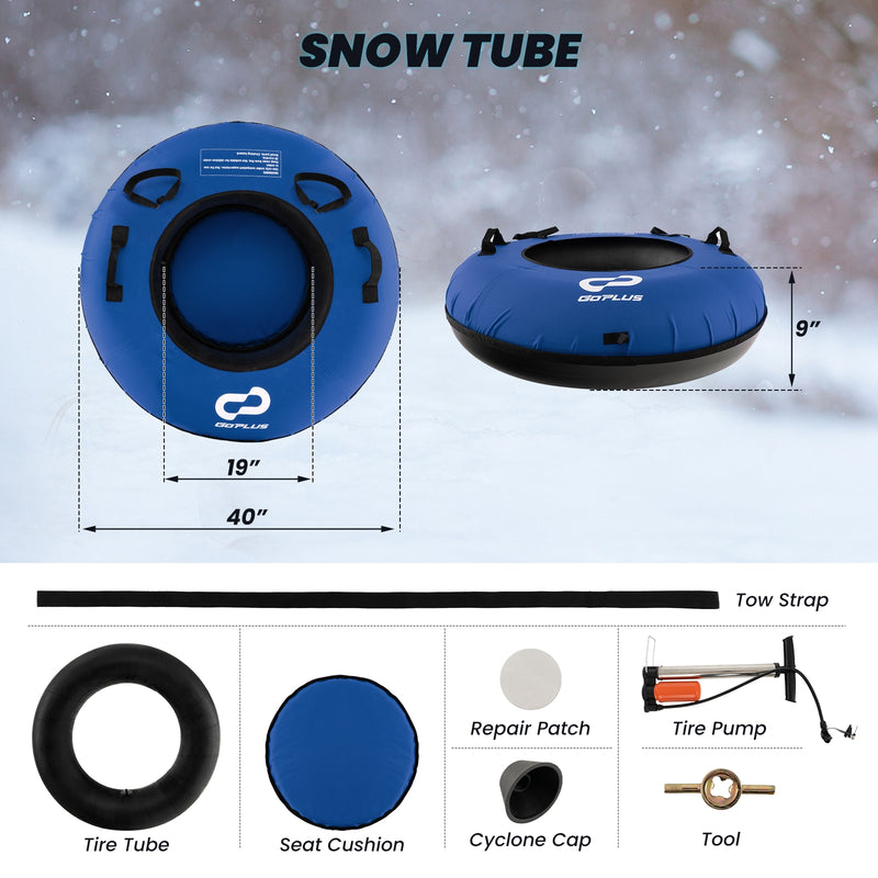 40 Inch Inflatable Snow Sled for Kids and Adults-Blue