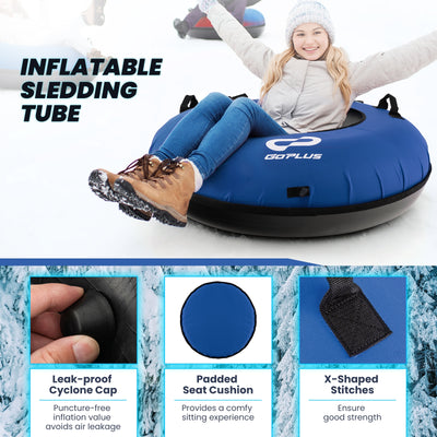 40 Inch Inflatable Snow Sled for Kids and Adults-Blue