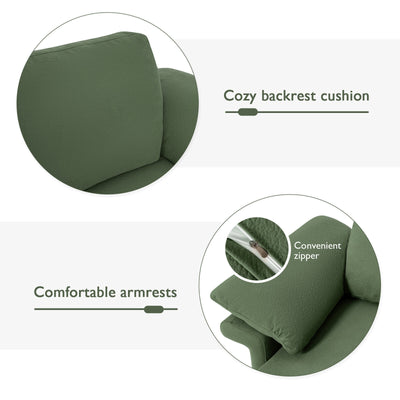 Modern Fabric Accent Armchair with Original Distributed Spring and Armrest Cushions-Army Green