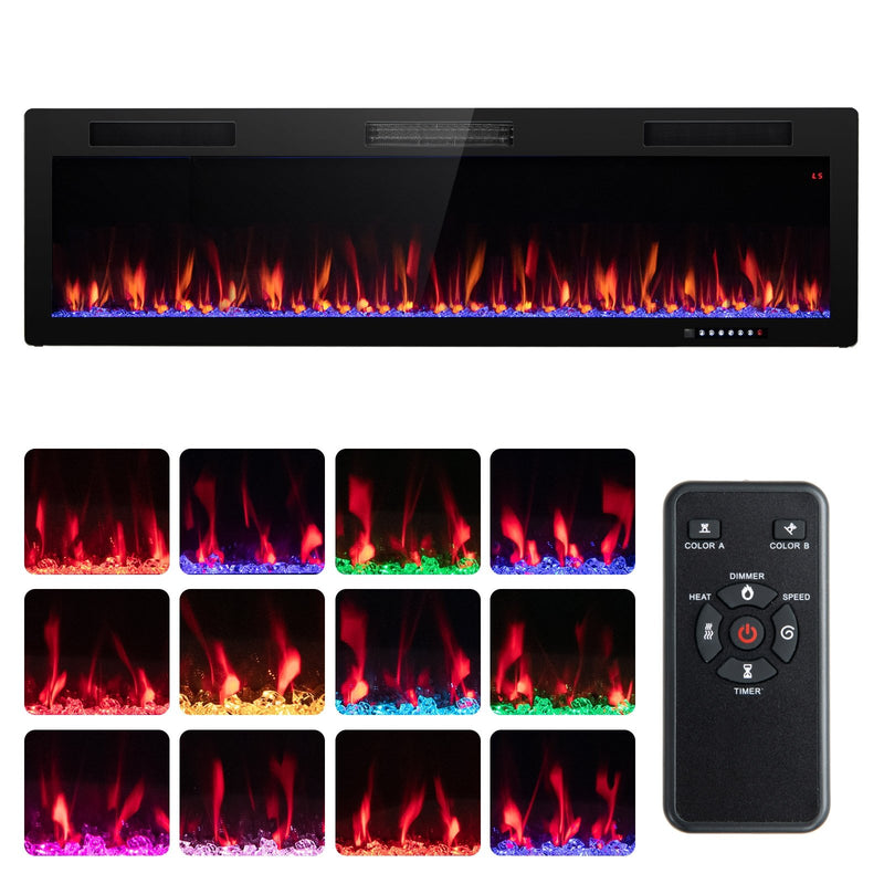 Electric Fireplace 40/50/60 Inches Recessed and Wall Mounted for 2&