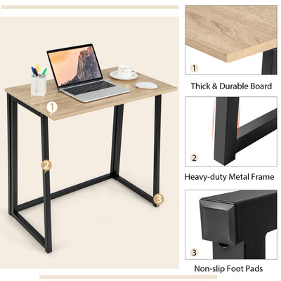 31 Inch Space-saving Folding Computer Desk for Home Office-Natural