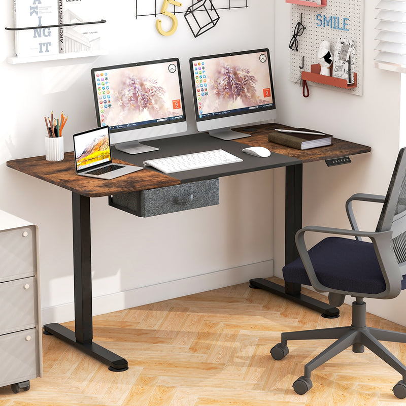 Height Adjustable Electric Standing Desk with USB Charging Port-Black