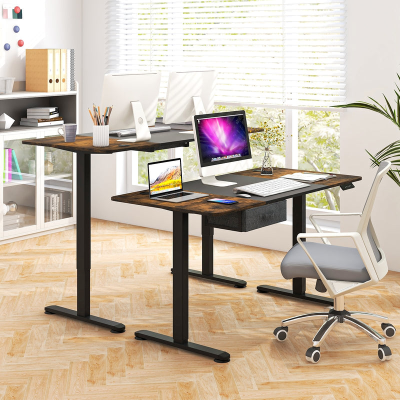 Height Adjustable Electric Standing Desk with USB Charging Port-Black