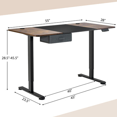 Height Adjustable Electric Standing Desk with USB Charging Port-Black