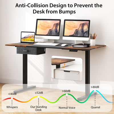 Height Adjustable Electric Standing Desk with USB Charging Port-Black