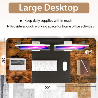 Height Adjustable Electric Standing Desk with USB Charging Port-Black