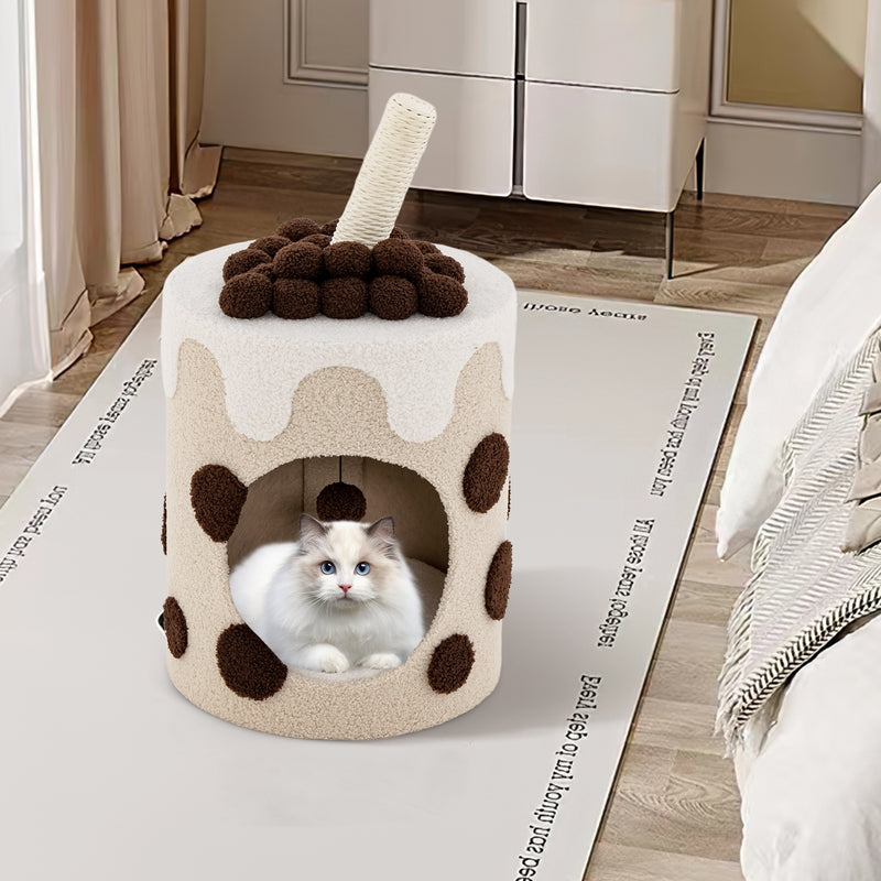 Bubble Tea Cat Tree Tower with Scratching Post-Coffee