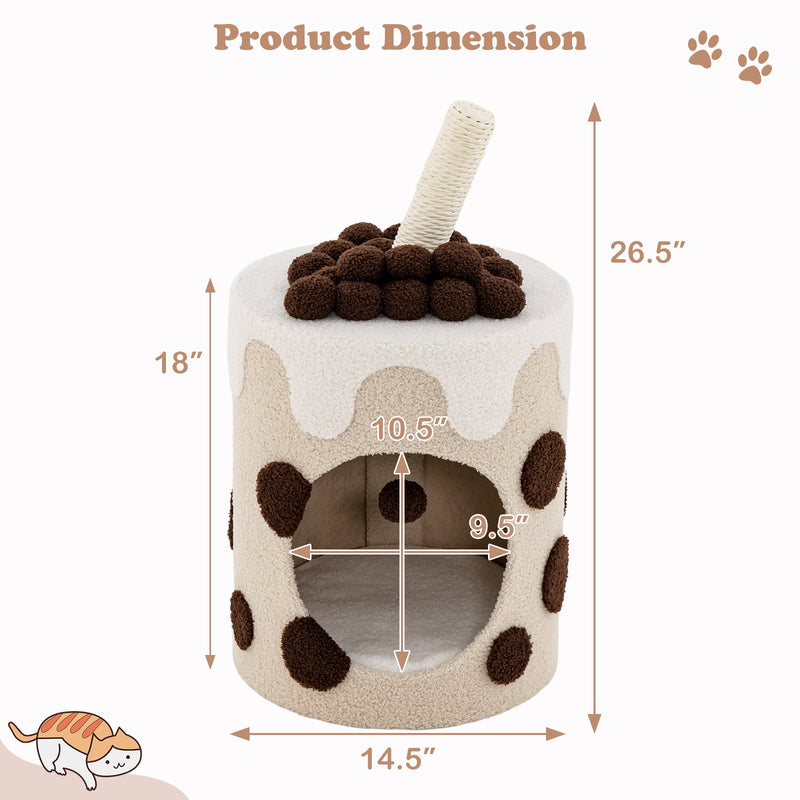 Bubble Tea Cat Tree Tower with Scratching Post-Coffee