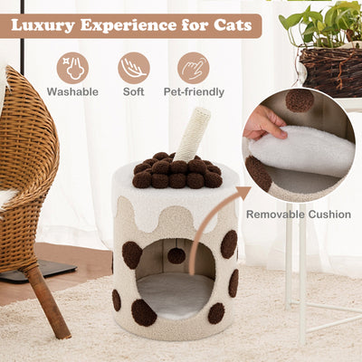 Bubble Tea Cat Tree Tower with Scratching Post-Coffee