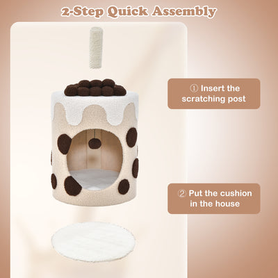 Bubble Tea Cat Tree Tower with Scratching Post-Coffee