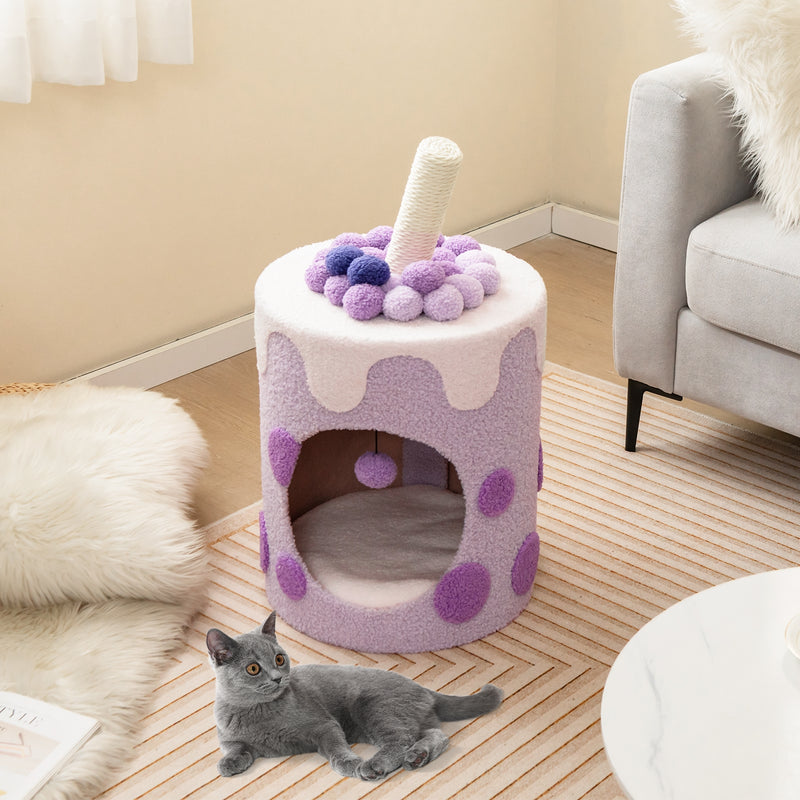 Bubble Tea Cat Tree Tower with Scratching Post-Purple