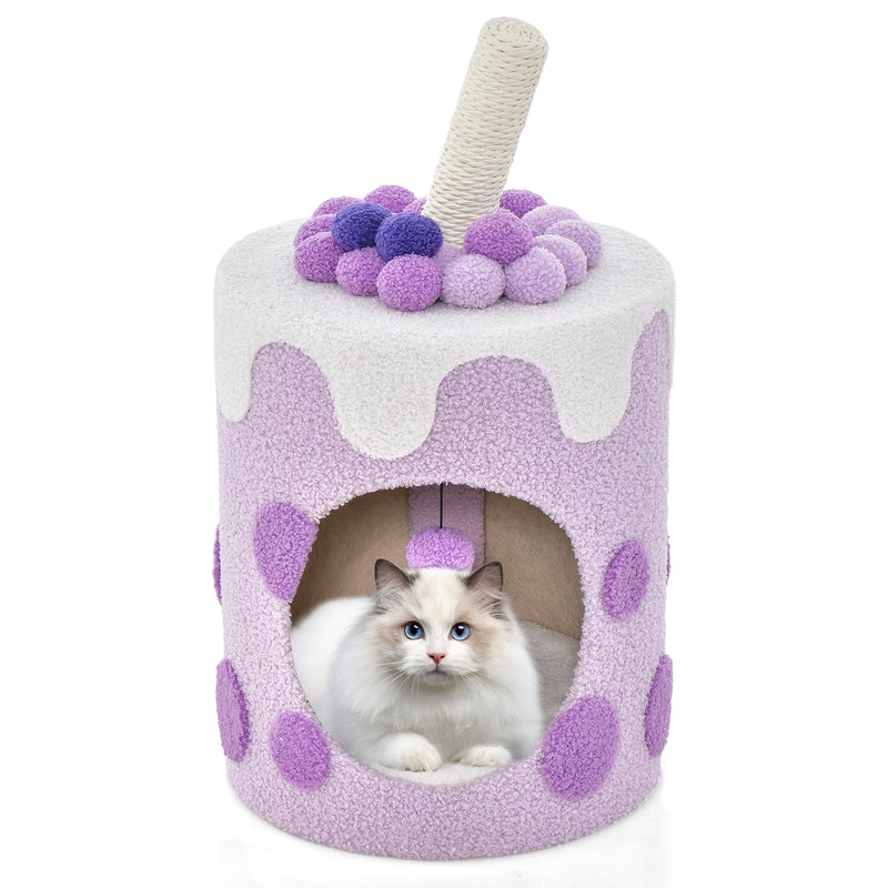 Bubble Tea Cat Tree Tower with Scratching Post-Purple