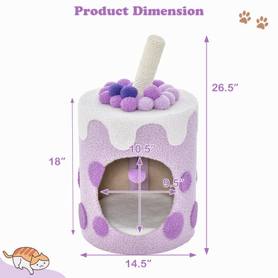 Bubble Tea Cat Tree Tower with Scratching Post-Purple