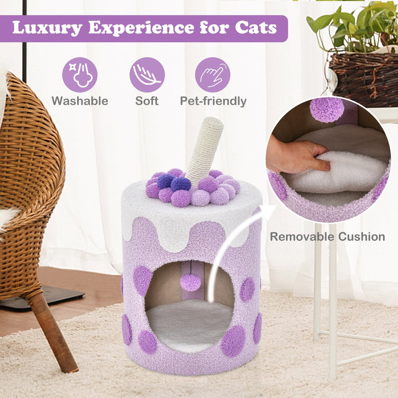 Bubble Tea Cat Tree Tower with Scratching Post-Purple