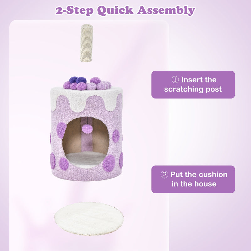 Bubble Tea Cat Tree Tower with Scratching Post-Purple