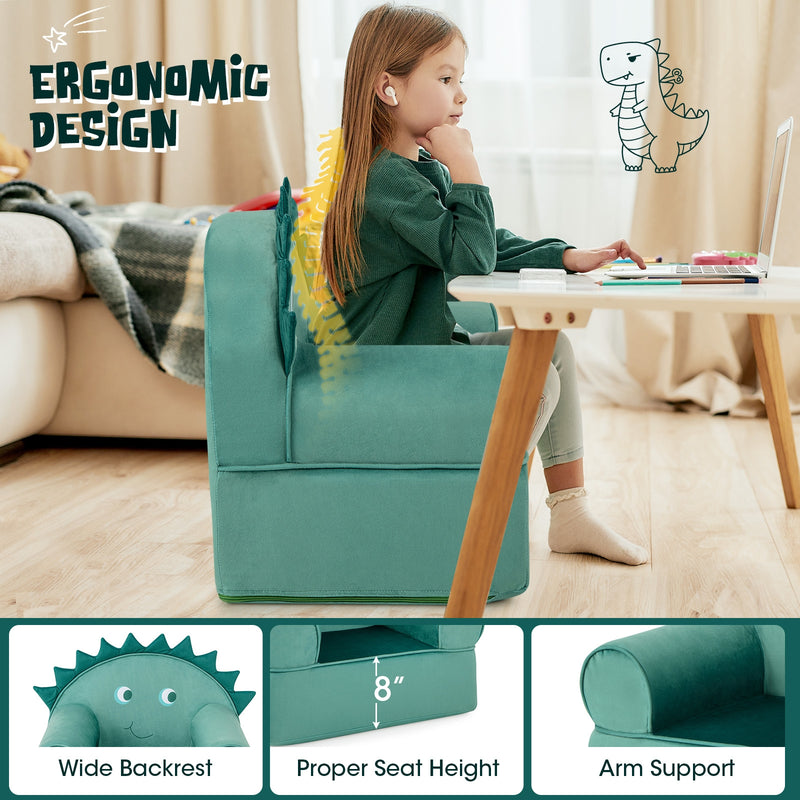 Original Kids Sofa with Armrest and Thick Cushion-Green