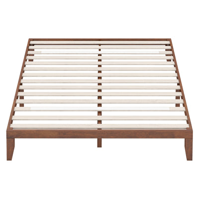 14 Inch King Size Rubber Wood Platform Bed Frame with Wood Slat Support-Walnut