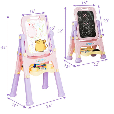 Kids Height Adjustable Double Side Magnetic Art Easel-Purple