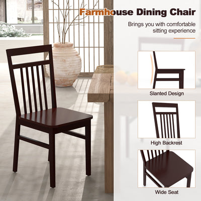 Set of 2 Farmhouse Dining Chair with Slanted High Backrest