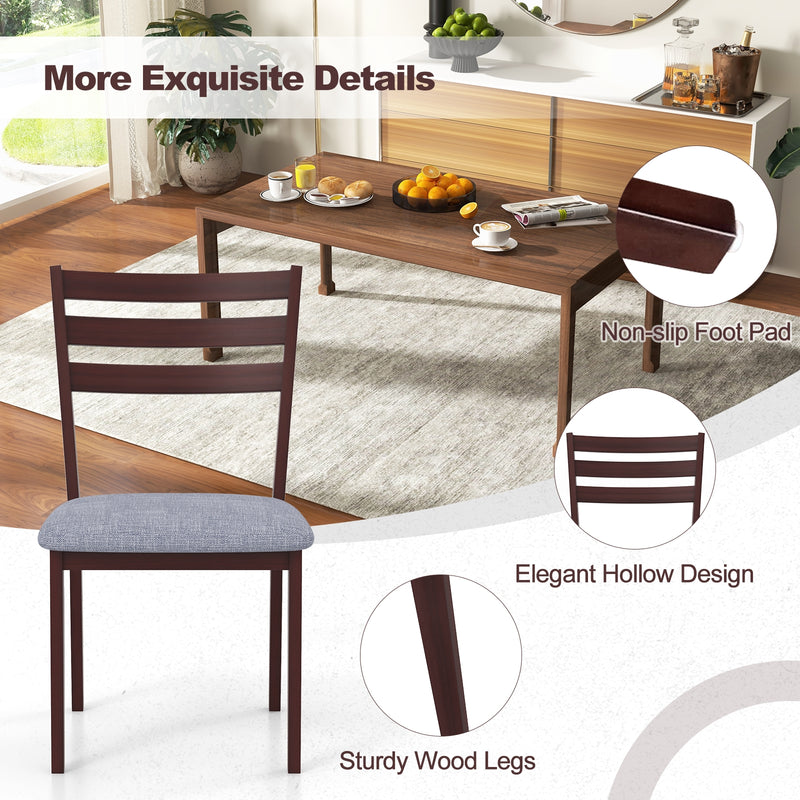 Set of 2 Upholstered Armless Kitchen Chair with Solid Rubber Wood Frame