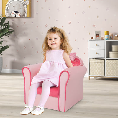 Original Kids Sofa with Armrest and Thick Cushion-Pink