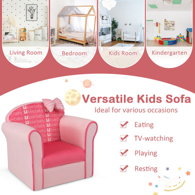 Original Kids Sofa with Armrest and Thick Cushion-Pink