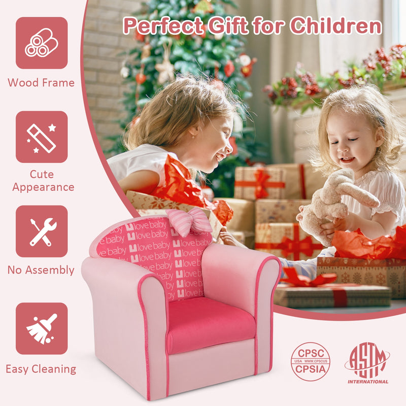 Original Kids Sofa with Armrest and Thick Cushion-Pink