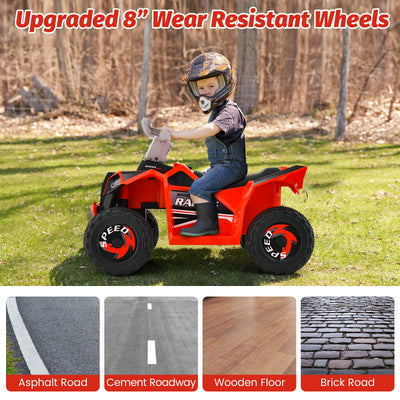 Kids Ride on ATV 4 Wheeler Quad Toy Car with Direction Control-Red