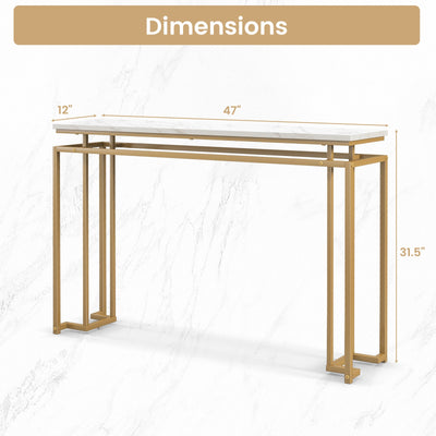 Modern Entryway Table with Gold Heavy-duty Metal Frame and Anti-toppling Kit for Living Room