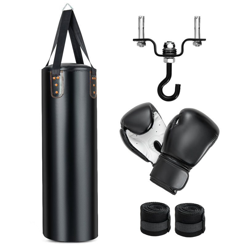 4-In-1 Hanging Punching Bag Set with Punching Gloves and Ceiling Hook