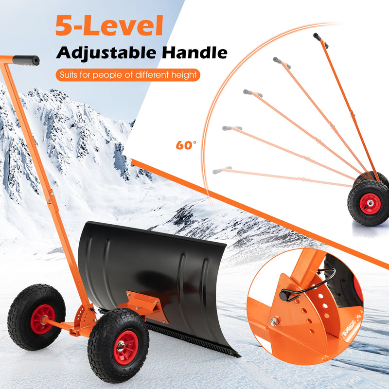 29 Inches Snow Pusher for Driveway-Orange