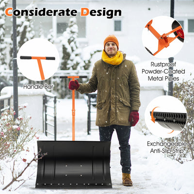 29 Inches Snow Pusher for Driveway-Orange