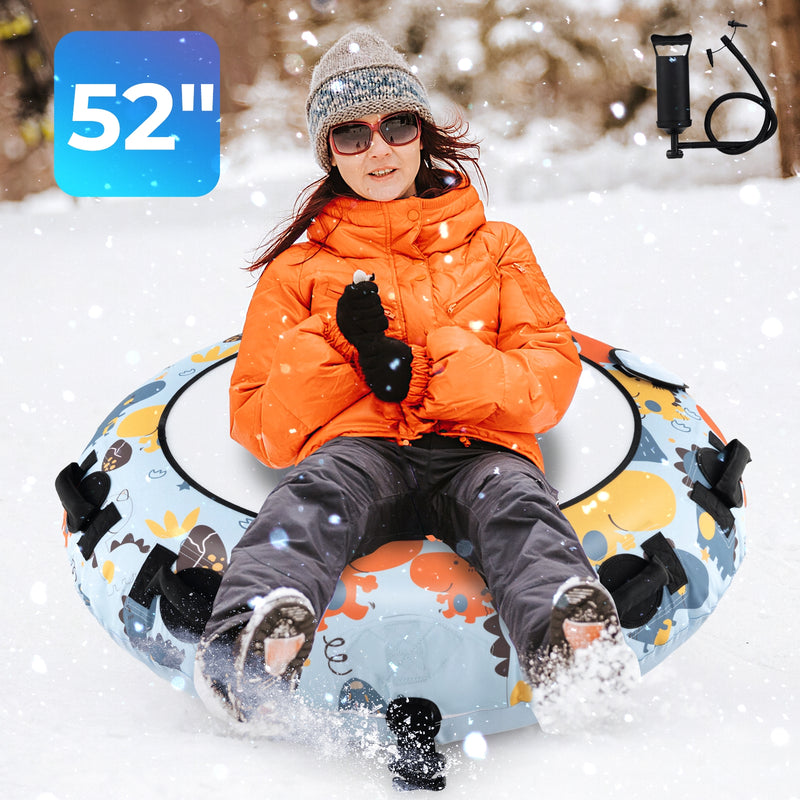 52 Inch Inflatable Snow Sled with Cold-Resistant and Heavy-Duty Material-Blue