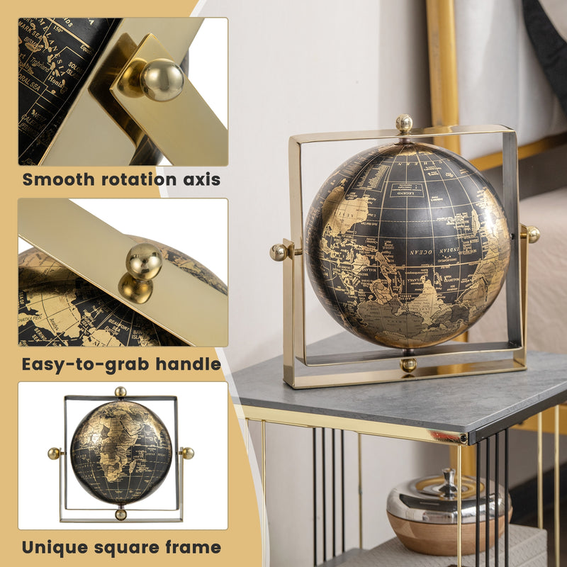 Geographic 6/ 8/ 10 Inch World Globe with Clear Printing and Square Frame-S