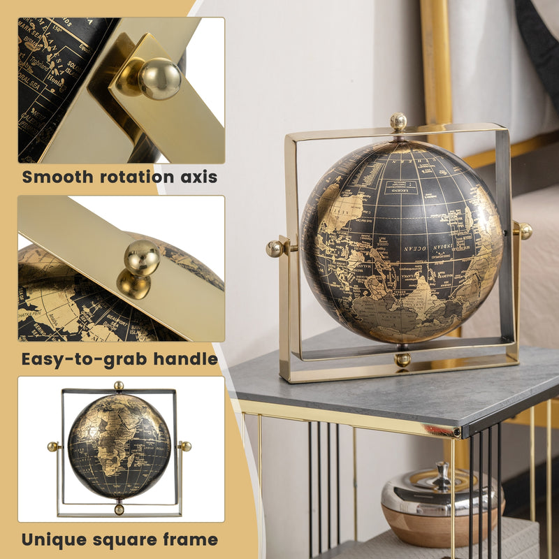 Geographic 6/ 8/ 10 Inch World Globe with Clear Printing and Square Frame-M