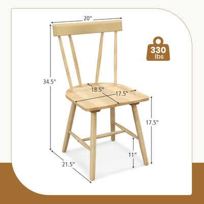 Windsor Style Armless Chairs with Solid Rubber Wood Frame-Natural