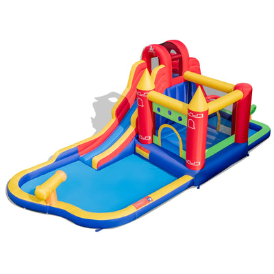 9-in-1 Inflatable Bounce Castle with Water Slide and Splash Pool without Blower