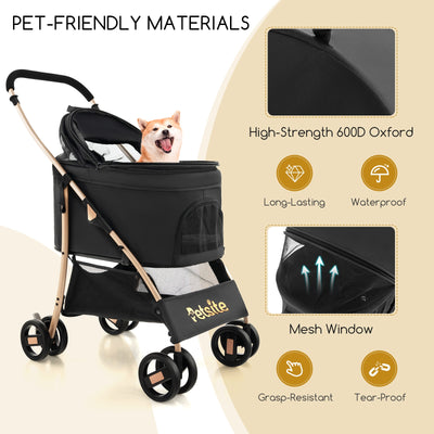 3-In-1 Pet Stroller with Removable Car Seat Carrier-Black