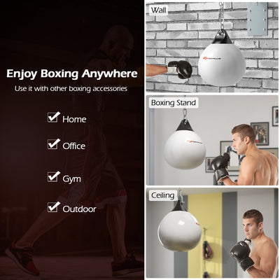 21 Inch Water Punching Bag with Adjustable Metal Chain-White