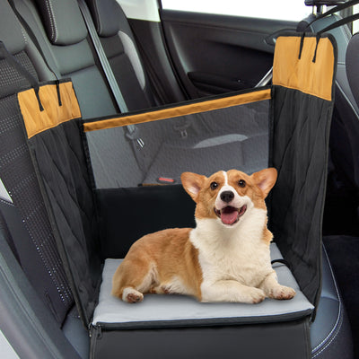 Dog Car Seat Cover with Mesh Window for Small and Medium Dogs-Black