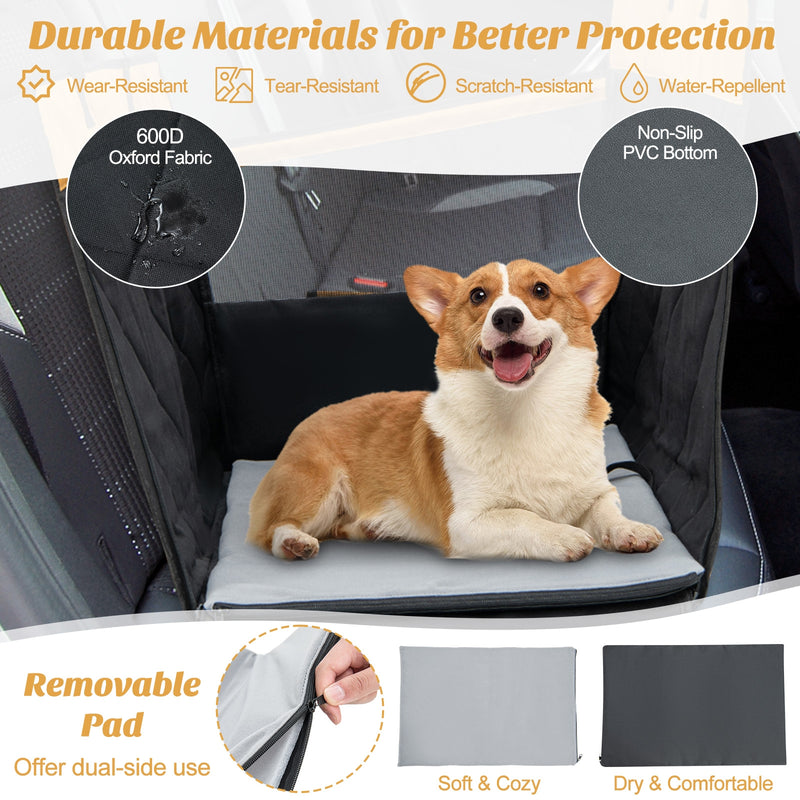 Dog Car Seat Cover with Mesh Window for Small and Medium Dogs-Black