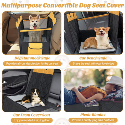 Dog Car Seat Cover with Mesh Window for Small and Medium Dogs-Black