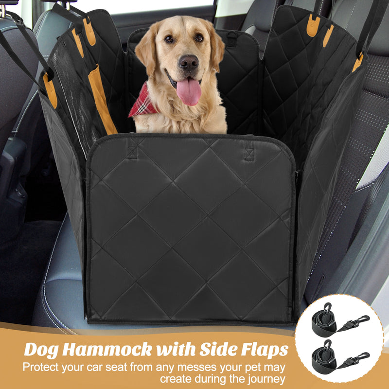 Dog Car Seat Cover Protector for Back Seat with Mesh Windows-Black