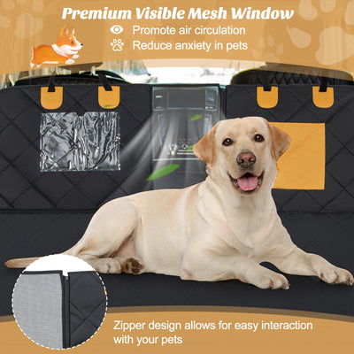 Dog Car Seat Cover Protector for Back Seat with Mesh Windows-Black