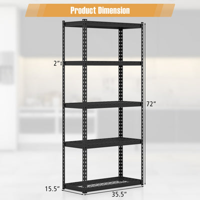 5-Tier Metal Shelving Unit with Anti-slip Foot Pad Height Adjustable Shelves for Garage-M