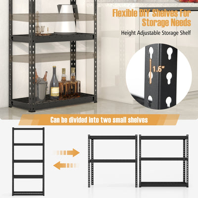 5-Tier Metal Shelving Unit with Anti-slip Foot Pad Height Adjustable Shelves for Garage-M